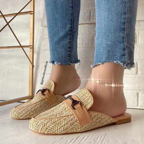 Cork Beige Woven Hand Flats - Picture 1 of 7